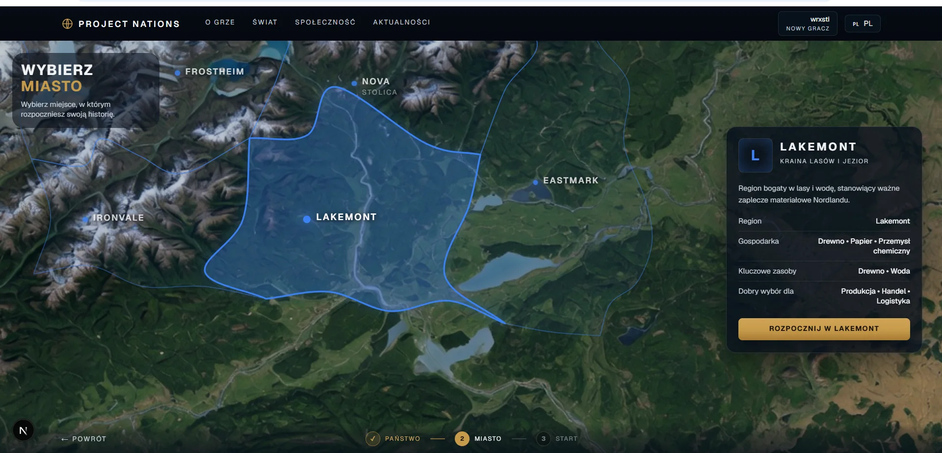 Lakemont i regiony Nordlandu w Project Nations